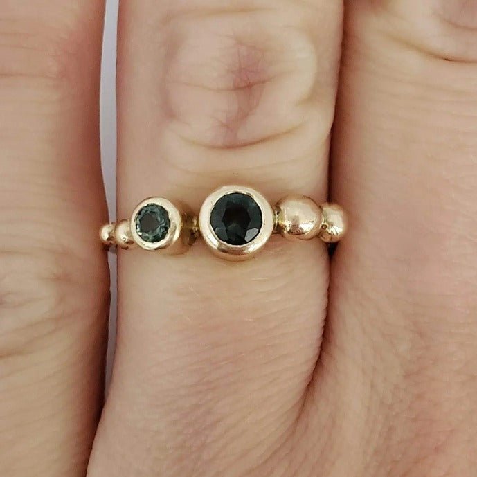 14k Gold Ring with Madagascan Sapphires - Arcana Silver