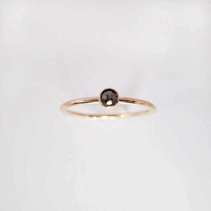 Minimal Salt and Pepper 14k Gold Diamond Ring - Arcana Silver