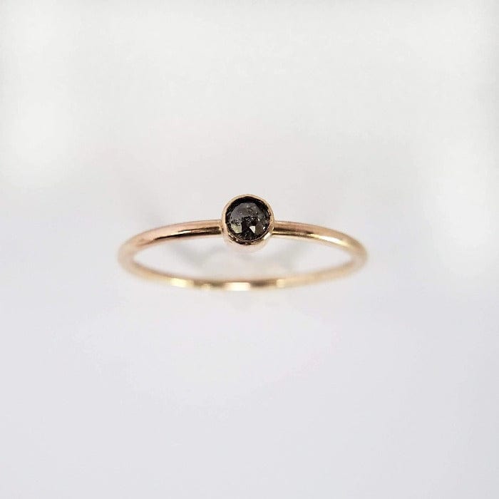 Minimal Salt and Pepper 14k Gold Diamond Ring - Arcana Silver