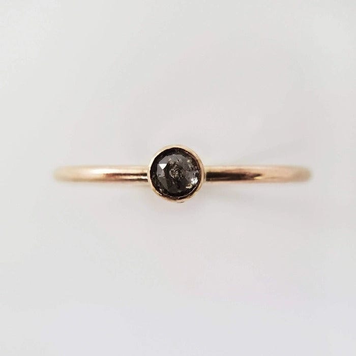 Minimal Salt and Pepper 14k Gold Diamond Ring - Arcana Silver