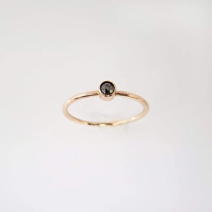 Minimal Salt and Pepper 14k Gold Diamond Ring - Arcana Silver