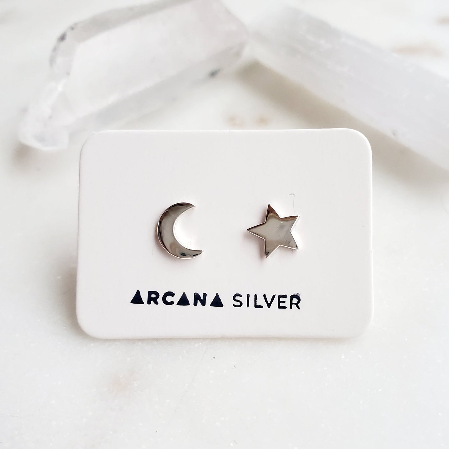 Moon & Star Studs - Arcana Silver